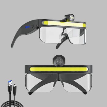 Gafas LED con luz recargable por USB, multifunción, con visión completa, para ciclismo al aire libre, pesca, iluminación LED nocturna para camping