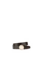 cinturon de piel con hebilla metalica con esmalte negro dark brown taglia unica