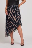 yours london falda larga negra asimetrica estampado cebra mujer curvy y tallas grandes yours london