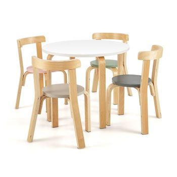 Mesa Infantil Mesa De Madera Con 4 Sillas Para Niños Juego De Mesa Y Sillas Infantil Con Respaldo Colorido