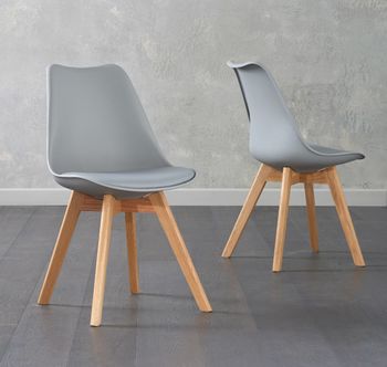 Duke Light Grey Faux Leather Dining Chairs - Light Grey
