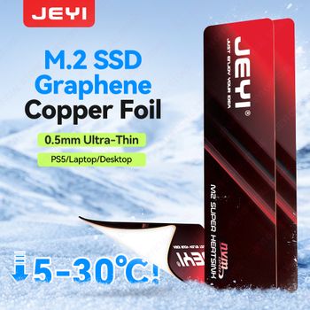 Disipador de Calor JEYI M2 SSD 0.5 mm de Alta Conductividad, Refrigerador M2 2280 SSD, Disipador de Calor de Grafeno+Cobre+Almohadilla Térmica de Triple Capa para PS5/PC