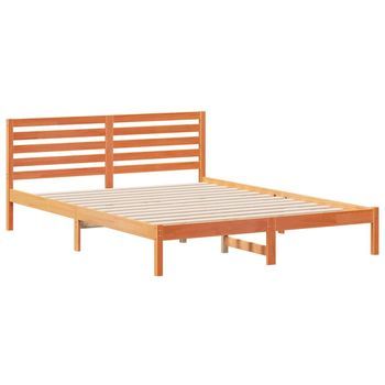Estructura De Cama Con Cabecera Marrón Cera 160 X 220 Cm