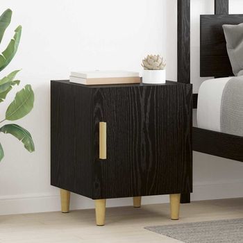 Mesitas De Noche - Mueble De Dormitorio - Madera Contrachapada - Roble Negro (40x40x50cm)