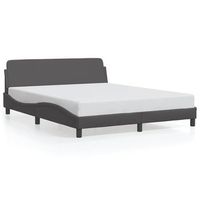 cama matrimonial  cama para adultos  estructura de cama con cabecero cuero sintetico gris 160x200cm