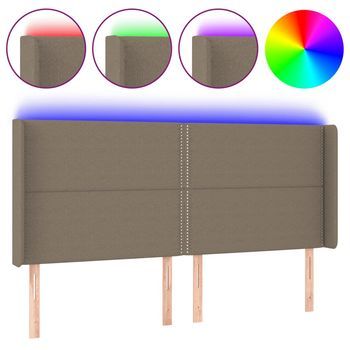 Cabecero Cama | Panel De Cabecera Con Led De Tela Gris Taupe 203x16x118/128 Cm