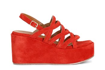 sandalias cuña ante tres cruces coral