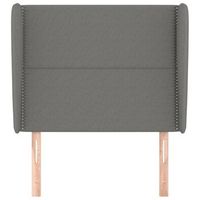 cabecero cama mueble de dormitorio con orejas de tela oscuro 93 x 23 x 118128 cm gris m020003398