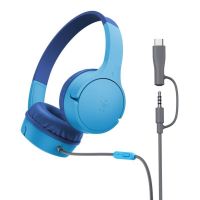 auriculares belkin soundform mini con cable usb-c y jack 35 mm para llamadas y musica resistentes a caidas y agua color azul