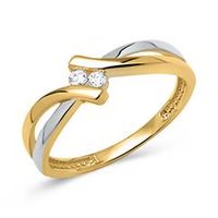 anillo de oro amarillo y blanco con circonitas