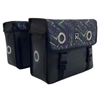 Alforjas Para Bicicleta Eco Lona Impermeable Verde Y Negro 30 L Willex