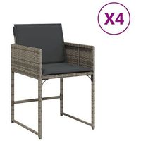 pack 4 uds sillones de jardin  silla de jardin con cojines ratan sintetico gris