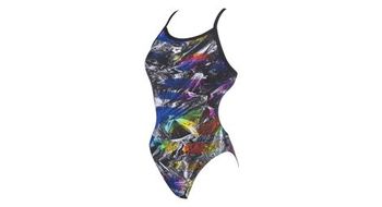 Arena femme iridiscent challenge back una pieza negro multi