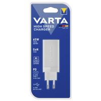 cargador varta 65w 3 puertos usb-c y usb-a carga rapida universal blanco