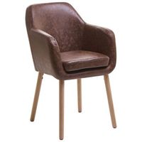 silla de comedor con asiento acolchado tapizado en piel sintetica con patas de madera marron claro yorkville