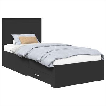 Estructura De Cama Con Cajón Negro Y Plata 75 X 190 Cm Vidaxl