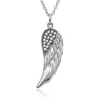 cadena con colgante de ala de plata 925 circonita cubica