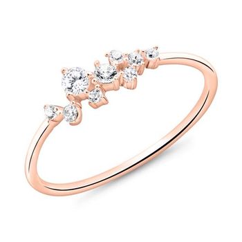 Anillo de plata 925 chapada en oro rosa con circonita cúbica