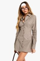 vestido camisero ajustado con cintura fruncida brown