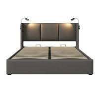 cama 140x200 con almacenaje luz y usb pu con somier