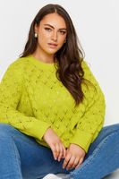 yours jersey verde de punto de rombos con calados mujer curvy y tallas grandes yours