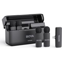 boya by-v4d microfonos 4 canales 24ghz 200m cancelacion de ruido lightning negro