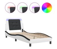 estructura de cama individual para adultos con led zadar blanco negro 100x200 cm