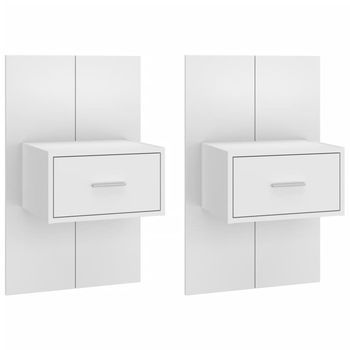Pack 2 Uds Mesitas De Noche | Mesilla De Noche De Pared Blancas