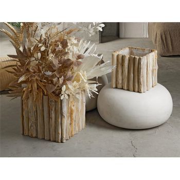 Macetero Cuadrado Madera 35 Cms. S/2 35dx30 Cms