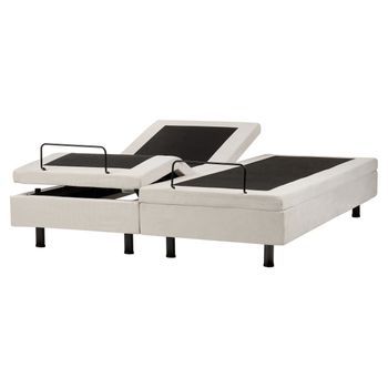 Cama Articulada Eléctrica Moderna Mando A Distancia Ajustable Sin Cabecero Poliéster Beige Claro 160 X 200 Cm Castellan