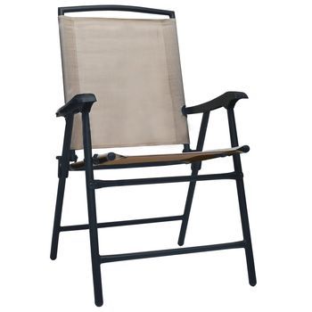 Pack 2 Uds Sillas Plegables De Jardín | Silla De Exterior | Sillón Textilene Gris Taupe