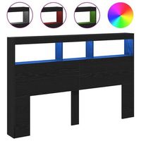 cabecerocabecero de camapanel de cabecera de cama con led roble negro 160x17x102 cm