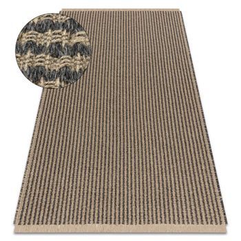 Alfombra Jute 3650 Negro / Beige Líneas - Yute, Tejido Plano, Flecos 200x290 Cm