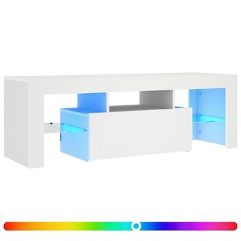 Mueble Para Tv Con Luces Led Blanco 120x35x40 Cm Vidaxl