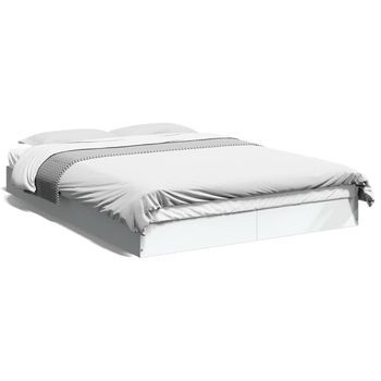 Estructura De Cama Madera De Ingeniería Blanca 140x200 Cm Vidaxl