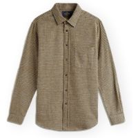 portuguese flannel camisa manga larga abstract pied poule shirt - green para hombre