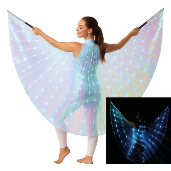 Capa Iris Con Luz Para Adultos Con Varillas Para Efecto Alas Luminosas