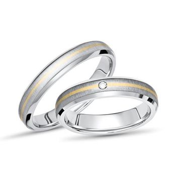 Alianzas de boda de titanio grabado de diamantes