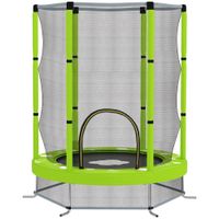 aiyaplay trampolin elastico para ninos o140 cm con red de seguridad y dibujos edad 3-6 anos verde   aosom espana