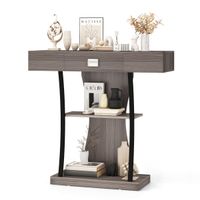 costway mesa de consola en forma de t con cajon y estantes mesa de recibidor moderna 91 x 30 x 88 cm