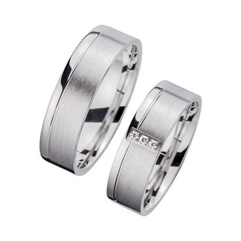 Alianzas oro blanco con diamantes ancho 6 mm