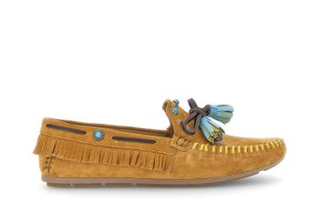 mocasines de ante con borlas tan