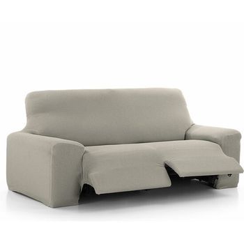 Funda De Sofá Relax Elástica Vega Para Sofá De 3 Plazas Con 2 Reposapiés Gris Claro