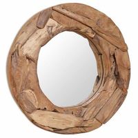 espejo decorativo redondo teca 60 cm vidaxl