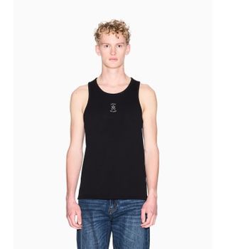 A|X Armani Exchange para hombre. XM001794AF19963UC001 Camiseta sin mangas Tank negro (L), Casual, Algodón, Sin mangas / Tirantes