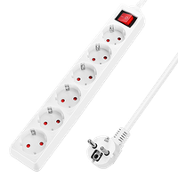 aigostar regleta alargador de 6 enchufes con cable de 3 metros e interruptor color blanco