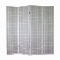 biombo de 4 paneles en madera blanca y papel de arroz 175x175cm par06058
