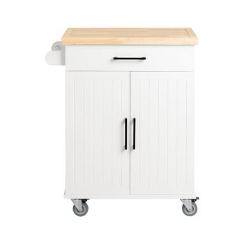 Carrito auxiliar de cocina con 2 puertas 1 cajón 1 toallero mdf blanco
