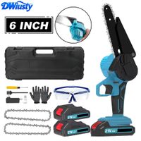sierra electrica dwiusty con 2 baterias 550 w mini sierra de cadena inalambrica de uso manual con sistema de lubricacion y 5 elementos de seguridad para cortar madera y podar arboles