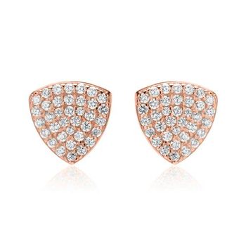 Pendientes triángulos plata 925 chapado en oro rosa circonita
